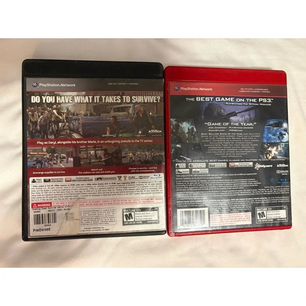PS3 Game Lot 2 Video Games Call Of Duty 4 Modern Warfare & Walking Dead CIB